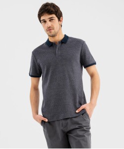Polo manches courtes en coton à motifs géométriques homm